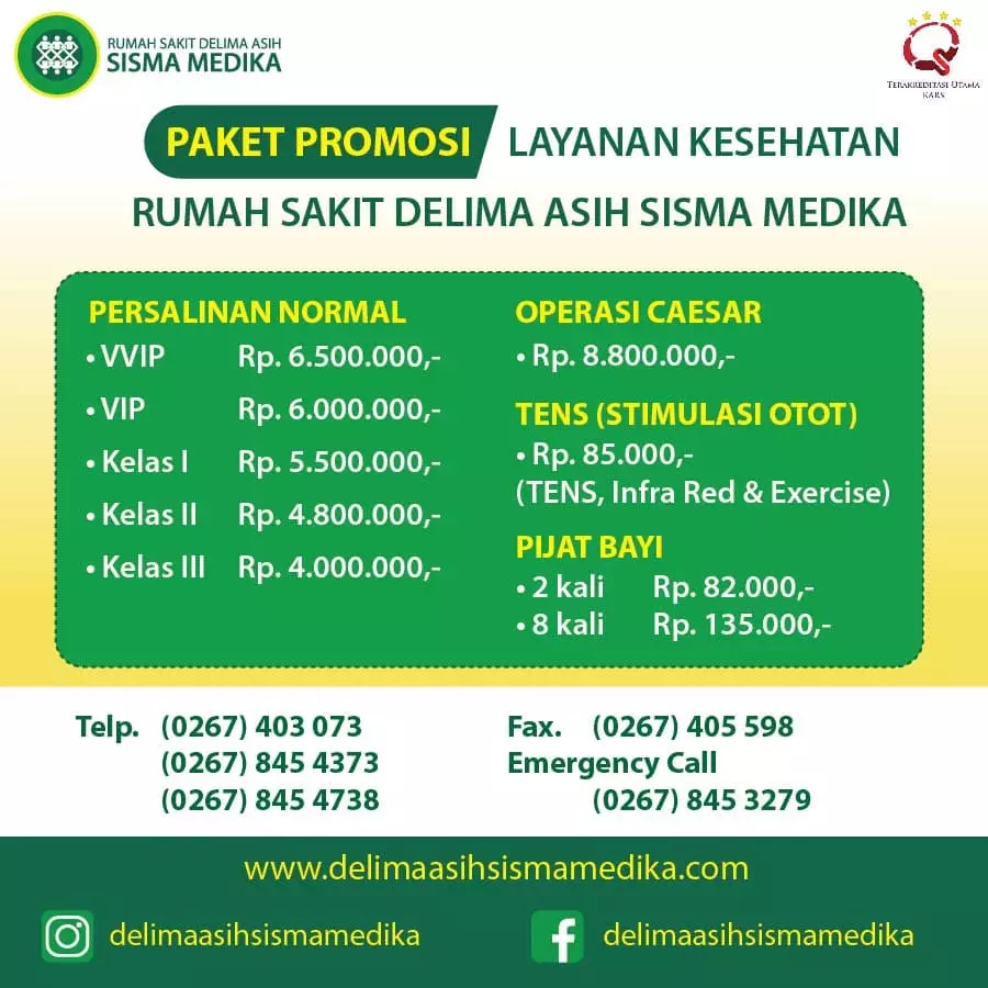 Paket Promosi Layanan Kesehatan - Rumah Sakit Delima Asih Sismamedika